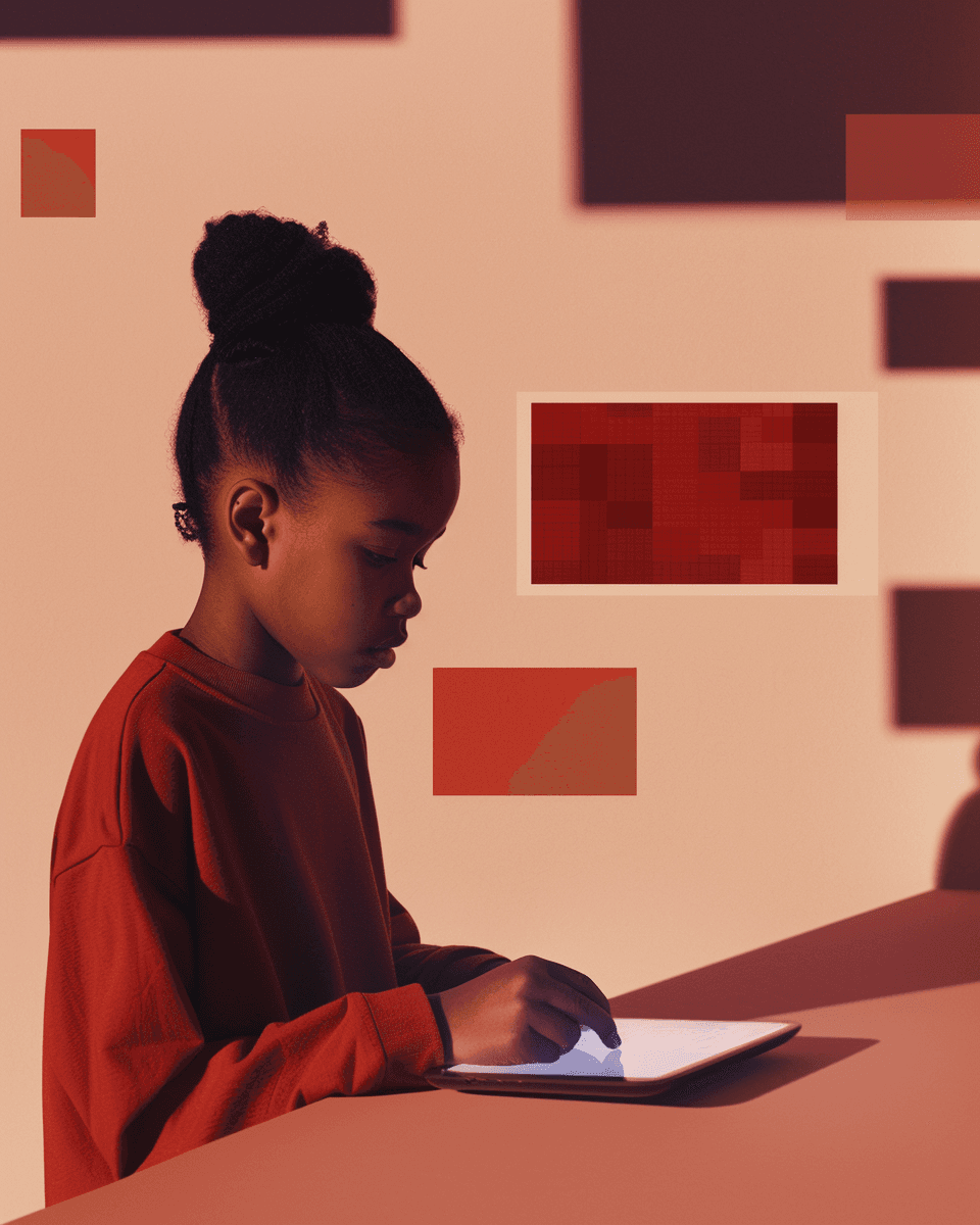 Young child engaging with digital technology